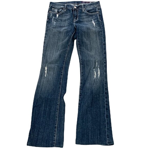 VIGOSS Bootcut/Flare Blue Jean Jr Sz 3 x 31 Stretch Distressed Dark Wash 167H - Picture 1 of 10